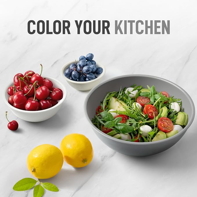 Zulay Kitchen 12 Piece Plastic Nesting Mixing Bowls with Lids - Colorful Microwave & Freezer Safe Gray Ombre Set - Image 6