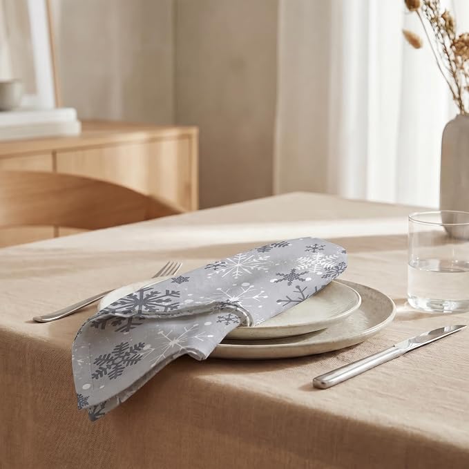 Urban Villa Cloth Napkins Cotton 20x20 (Set of 12) Grey Snow Flake - Image 4