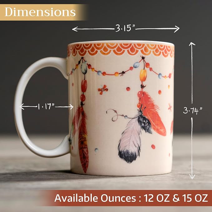 Maison d' Hermine Coffee Mug with Handles Tea Cups (12 Ounce, Pack of 1) | Fine Bone China Coffee Mugs for Hot Beverages Cappuccino Latte Home Restaurant Hotel Spring Summer -Ibiza - Beige - Feather - Image 4
