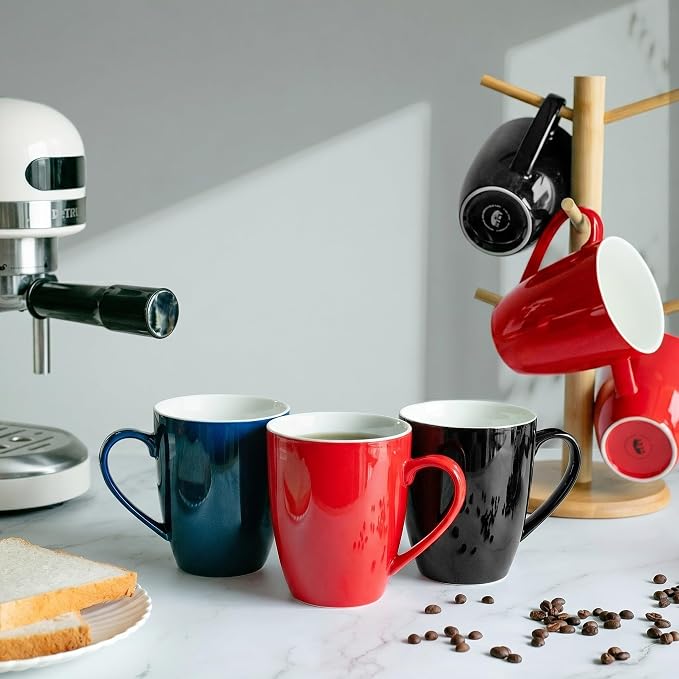 BTaT- Porcelain Coffee Mugs Set, 16 Ounces, 4 Pack, Red Ceramic Coffee Mugs with Handle, Restaurant Cups for Mocha, Tea, Cappuccino, Cocoa, Cereal, Mug Gift Set, Dishwasher and Microwave Safe - Image 6