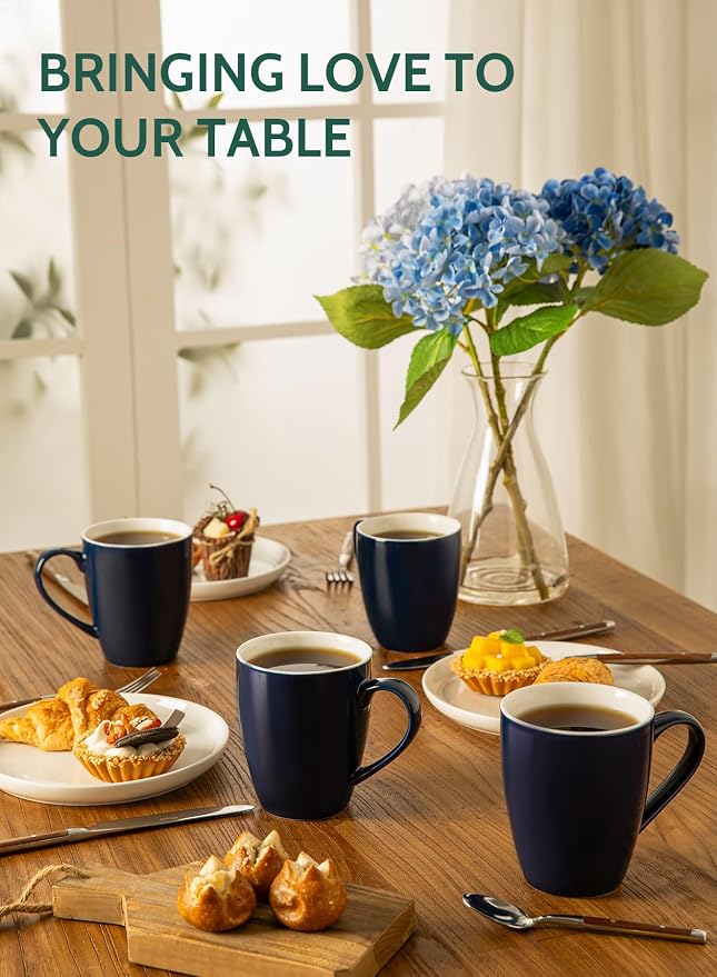 Sweese Porcelain Coffee Mugs - 16 Ounce (Top to the Rim) for Coffee, Latte, Tea, Cocoa, Set of 4, Navy - Image 6