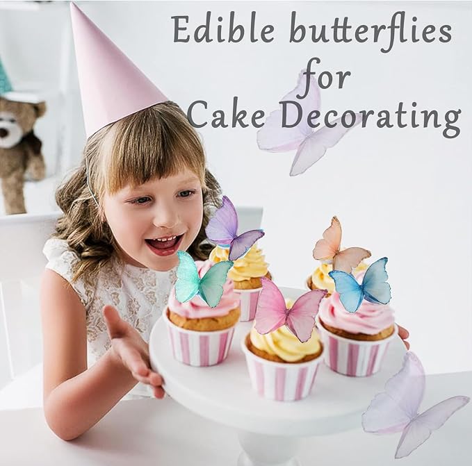 48Pcs Edible Butterflies for Cake Decorating Wafer Paper Butterfly Cupcake Toppers Edible Cake Toppers for Wedding Birthday Party Cupcakes Decorations(Mix Color) - Image 3