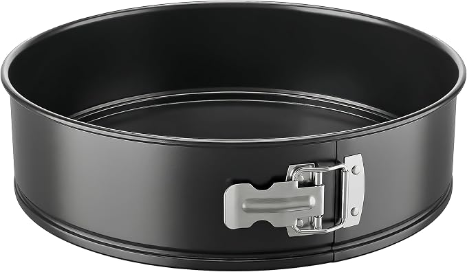 NutriChef 9 Inch Nonstick Cheesecake Springform Cake Pan | Stainless Steel Clasp & Removable Bottom | Durable Stainless Steel Cheesecake Pan | Easy to Clean | Includes 100 Parchment Papers | Black by NutriChef%E2%84%A2Kitchen