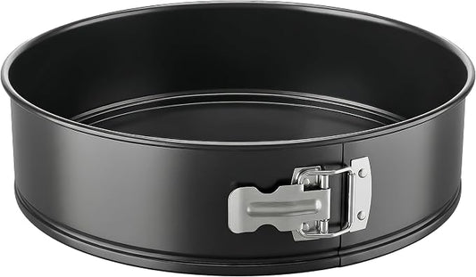 NutriChef 9 Inch Nonstick Cheesecake Springform Cake Pan | Stainless Steel Clasp & Removable Bottom | Durable Stainless Steel Cheesecake Pan | Easy to Clean | Includes 100 Parchment Papers | Black by NutriChef%E2%84%A2Kitchen