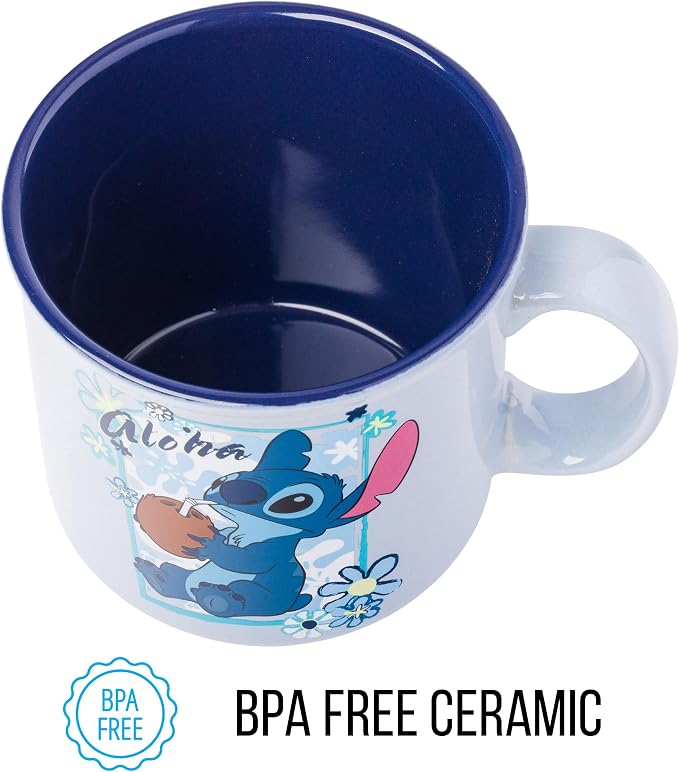 Silver Buffalo Disney Lilo and Stitch Aloha Vibes, Ceramic Camper Mug, 20oz | Coconut Tropical Floral, 0.59 Liters - Image 6