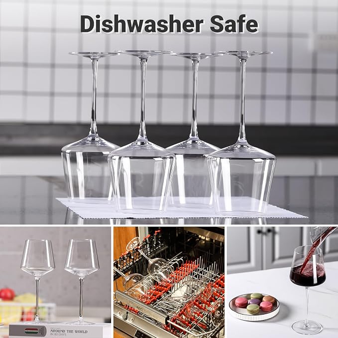 Physkoa Wine Glasses Set 6-18oz-LeadFree Wine Glass with Long Stem,Clear Stemmed Wine Glasses【HandBlown Glassware】 Crystal Wine Gifts for Women Birthday Wedding - Image 3