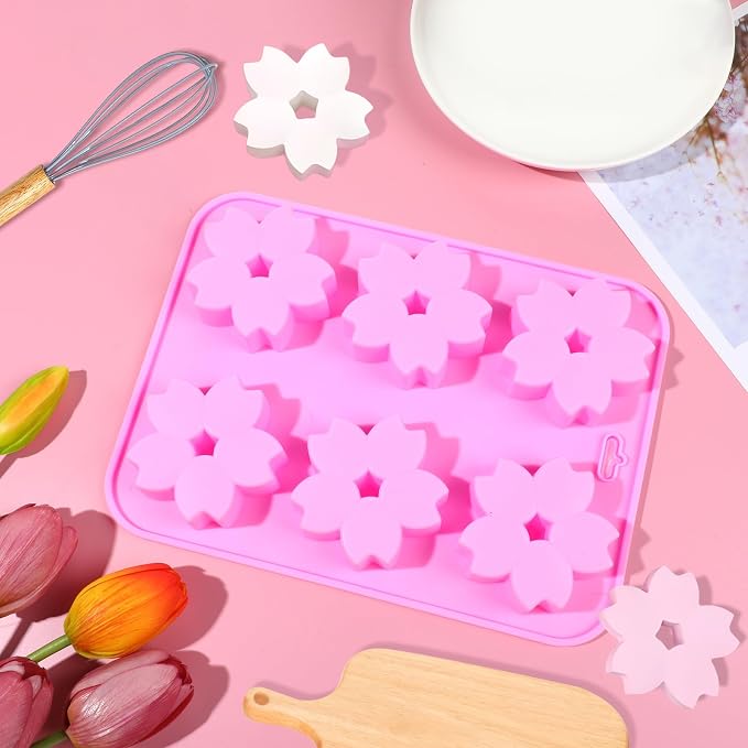 2 Pack Sakura Flower Silicone Soap Molds, 6 Cavity Ice Cube Tray by EORTA for Mousse Chocolate Jelly Dessert Candy Pastry DIY Craft Valentine Day, 9.05 * 6.69inches - Image 8