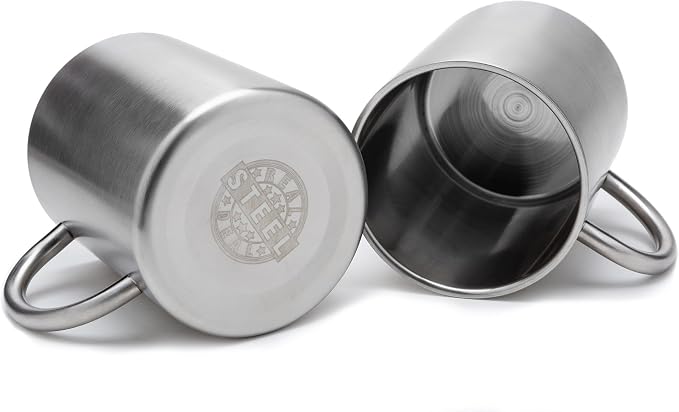 Stainless Steel Coffee Mugs – 15 oz Double Wall Stainless Steel Mugs with Handle, Metal Coffee Cups for Tea, Insulated Mug Set of 2 – BPA Free, Durable, Unbreakable Metal Coffee Mugs for Camping - Image 7
