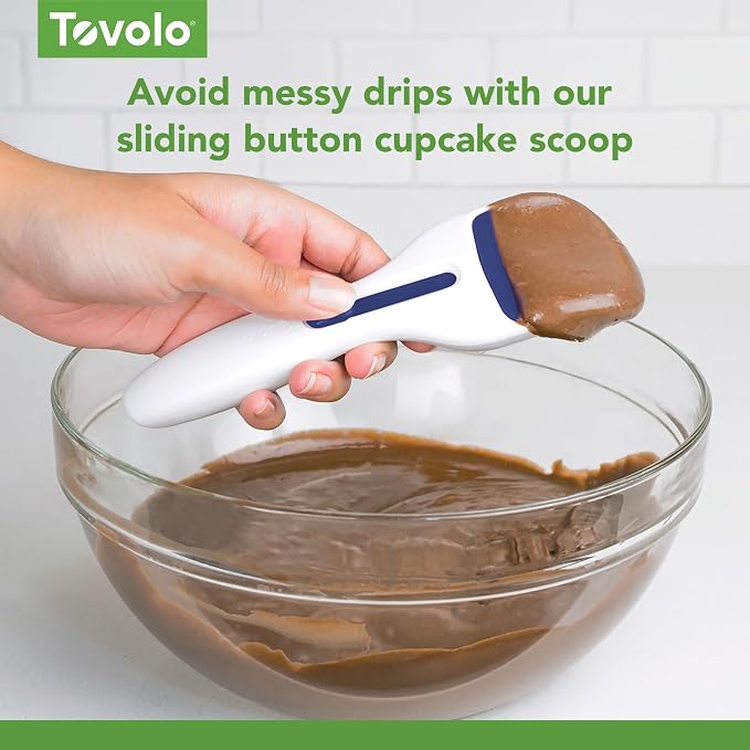 Tovolo Cupcake Scoop Batter Dispenser for Cupcakes Muffins Pancakes & Cookie Dough, Easy to Clean Batter Scoop Slide Dispenses Quicker for Even Size Baked Goods Kitchen Gadget, Deep Indigo - Image 5