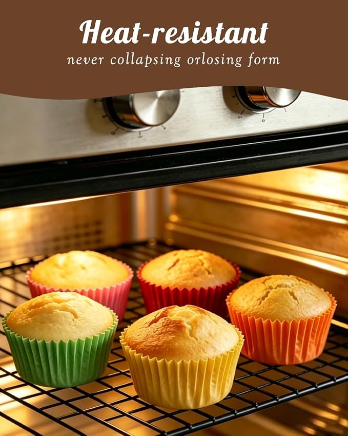 700 Count Colorful Cupcake Liners - Greaseproof Muffin Baking Cups, 2 Inch | Non-Stick, Disposable Muffin Liners — Hold Cupcakes, Muffins, Desserts & Nuts for Parties, Weddings and Birthdays - Image 3