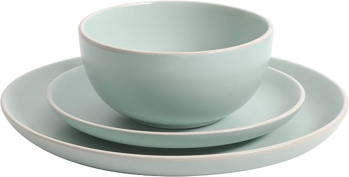 Gibson Home Rockaway Dinnerware, Teal Matte, Service for 4 (12pcs) - Image 3