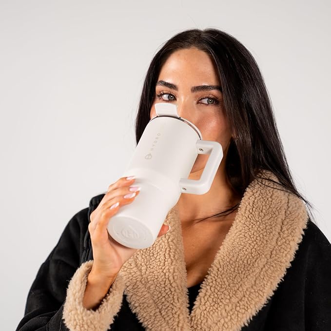 HydroJug Coffee Traveler 20oz Ceramic-Lined Mug with Handle, Linen - Image 6
