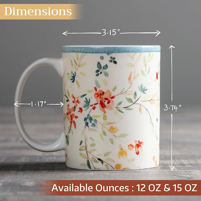 Maison d' Hermine Coffee Mug with Handles Tea Cups (12 Ounce, Pack of 2) | Fine Bone China Coffee Mugs for Hot Beverages Cappuccino Latte Home Restaurant Hotel Spring Summer -Colmar - Image 4