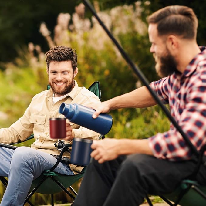 12oz Stainless Steel Insulated Coffee Mug with Handle, Double Wall Vacuum Tumbler Cup with Fliping Lid, Navy, 2 Pack | Stainless Steel Coffee Tumbler with Lid, Double Wall Vacuum Thermal Cup for Camping - Image 6