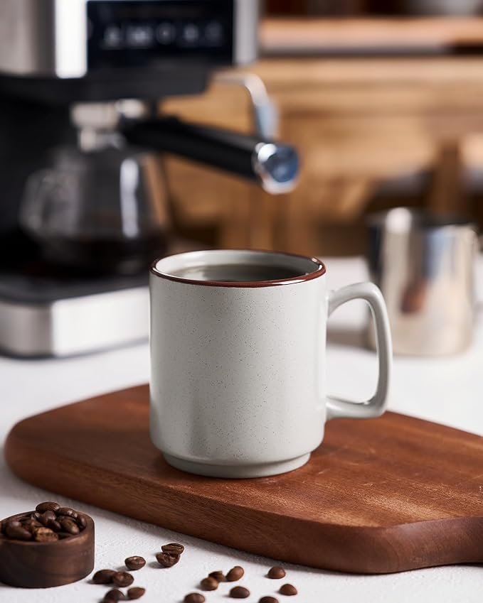 famiware Coffee Mugs Set of 4, Nebula 14oz Coffee Mugs, Ceramic Cup Set with Handle for Latte, Tea, Milk, Cappuccino, Cocoa, Light Gray - Image 2