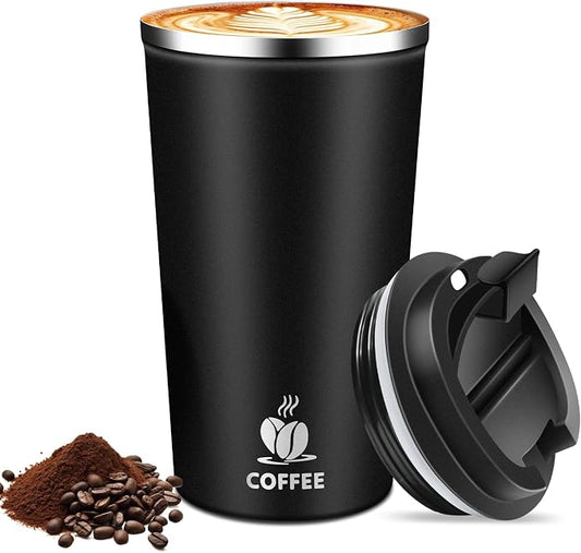 17oz Insulated Travel Coffee Mug with Flip Lid ¨C Leakproof Stainless Steel Insulated Coffee Tumblers, Reusable Coffee Cup for Hot & Cold Drinks, Perfect for Camping & On-the-Go by Hwawhin