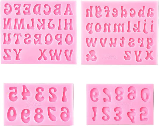GELIFATLE Letters Molds and Numbers Molds, Silicone Fondant Mold Chocolate Molds, 0-9 Number and 26 Letters Silicone Molds for Baking Desserts and Cake Decoration (4 pack) by GELIFATLE