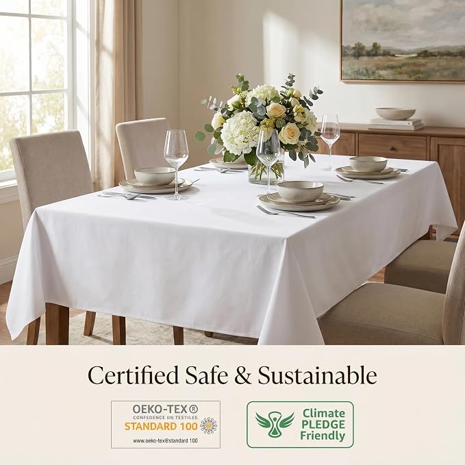 Urban Villa Tablecloth Cotton Tabletop 60x84 (6-8 Seats) White - Image 4