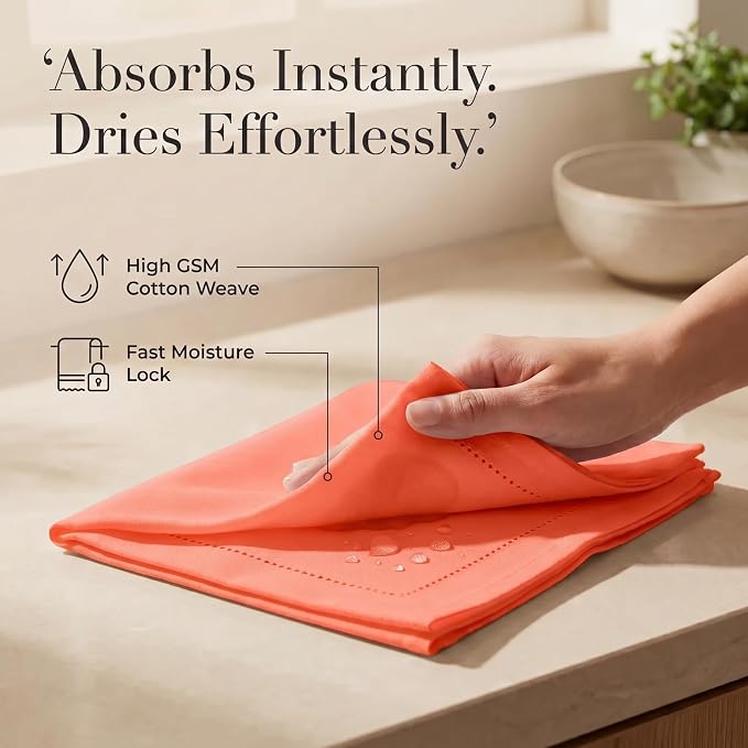 Urban Villa Hemstitch Cloth Dinner Napkins Cotton 20”x20” (Set of 12)- Orange - Image 3
