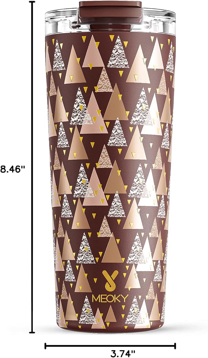 Meoky 24 oz Insulated Travel Coffee Mug: Leak Proof Lid, Cocoa Geometry | Stainless Steel Coffee Tumbler, Keeps Hot for 8 Hours or Cold for 24 Hours, Fits in Car Cup Holder, BPA Free - Image 3