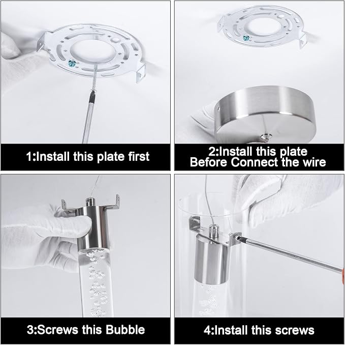 Pendant Ceiling Light Fixture, LED Kitchen Lighting Crystal Pendant Lights Kitchen Island, Kitchen Hanging Light Fixture Modern Island Light with Bubble Glass Three Pack - Image 5