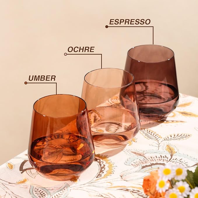 Venus Colored Stemless Wine Glasses Set of 6-17 oz Hand-Blown Crystal Colorful Glassware with no Stem, Multicolor Wine Glass for Wedding, Birthday, Housewarming Valentines's Day Gifts for Women - Image 6