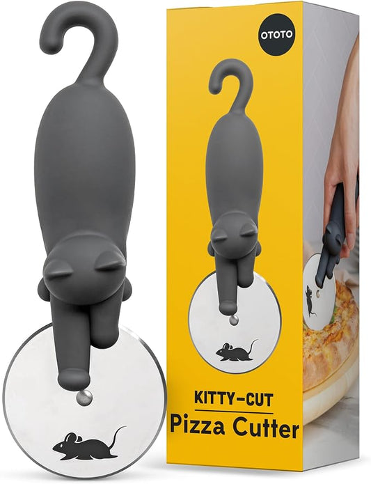 OTOTO Kitty Cut Pizza Cutter Wheel - Pizza Cutters Stainless Steel, Funny Kitchen Gadgets and Kitchen Gifts, Cat Gift for Women Cat Lovers (kitty cut) by OTOTO