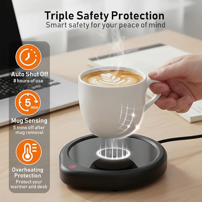 Oracer Coffee Mug Warmer, Cup Warmer for Desk with Auto Shut Off Smart Temperature Settings, Electric Beverage Tea Water Milk Heater for All Cups and Mugs, Heating Plate Candle Wax Warmer - Image 3