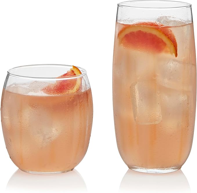 Libbey Samba Rocks and Tumbler Glass Cups Set of 16, All Purpose Everyday Drinking Glasses Set, Dishwasher Safe Modern Glassware Set for Events - Image 9