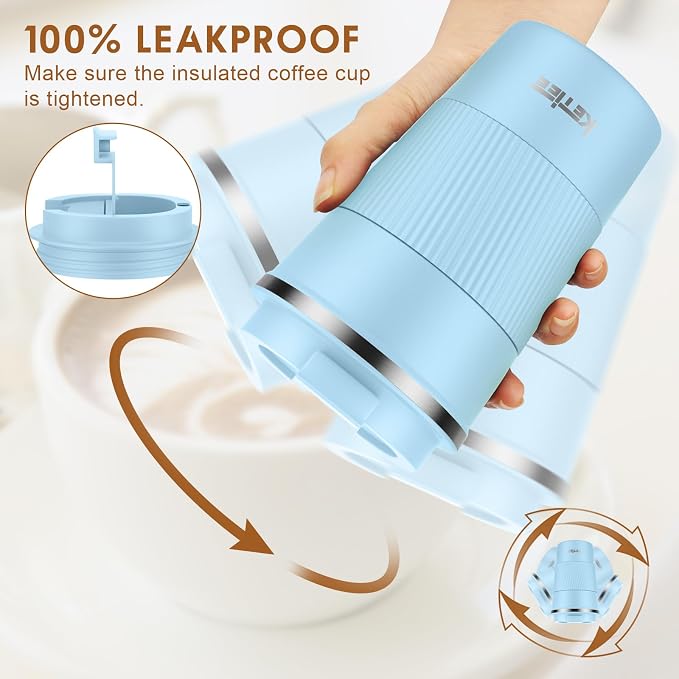 KETIEE Travel Coffee Mug 12oz: Insulated Coffee Cup with Leakproof Lid, Coffee Tumbler, Reusable Coffee Cups with Seal Lid, Vacuum Stainless Steel Coffee Mug to Go for Hot/Iced Water Tea - Image 4