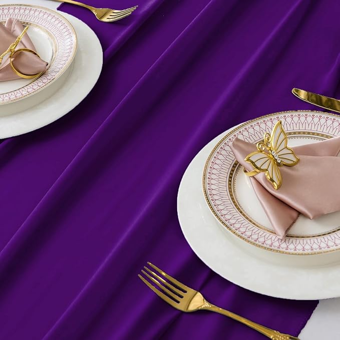 Pack of 10 | Purple | 10ft Chiffon Table Runner 29x120 Inches Long Romantic Rustic Sheer Gauze Runner for Wedding Bridal Shower Birthday Banquets Engagement Spring Easter Boho Decorations - Image 4