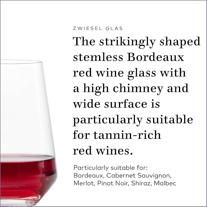 Zwiesel Glas Pure Stemless Bordeaux Glass (Set of 6), Red Wine Tumbler for Bordeaux, Dishwasher-Safe Machine-Made Tritan Crystal Glasses, Made in Germany (18.5 Ounce) - Image 3