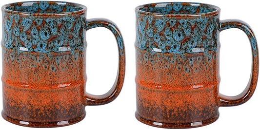 Coffee Mug,20 Oz Coffee Cups Ceramic Tea Cup Large Coffee Mug for Office and Home - Dishwasher and Microwave Safe Novelty Coffee Mug(2, Blue and Brown) by LGQ