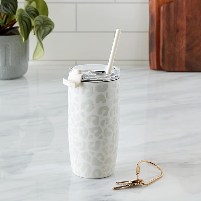 Simple Modern Travel Coffee Mug with Lid | 16oz | Leopard | Voyager Coffee Cup, Coffee Tumbler for Hot & Iced Drinks | Insulated Stainless Steel Travel Mug | Cream Leopard - Image 2