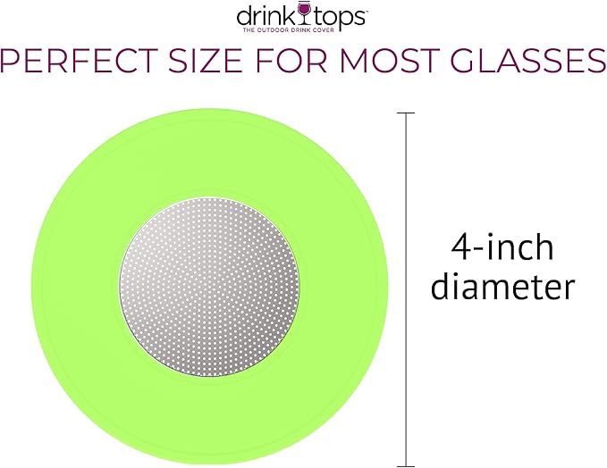 Ventilated Silicone Wine Glass Covers - Weighted Top with Screen Allows Wine to Breathe - Outdoor Covers to Keep Particles Out - BPA Free - 4pk