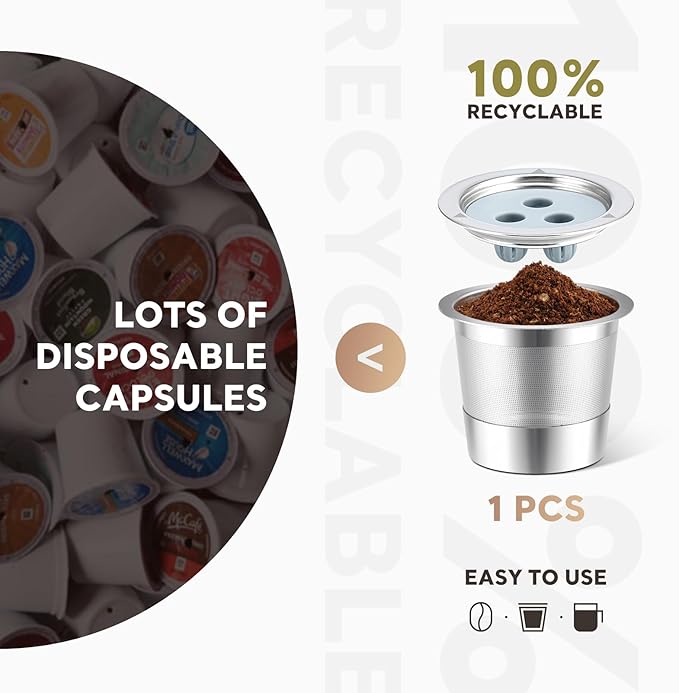 2 Pack K Cups Reusable Coffee Pods for Ninja Dual Brew Coffee Maker Stainless Steel cup Body+Plastic Cup Lid Permanent K Cups Filters Compatible with Ninja CFP201 CFP301 Dual Brew Pro Machine