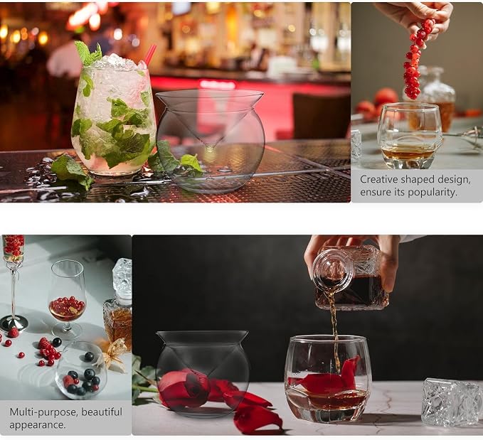 PATKAW Creative round Cocktail Cup Made of High Borosilicate Material, Easy to Hold and Clean, for Home or Dessert Shop Use, Practical Glassware for Chilled Drinks - Image 8