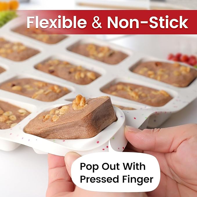 6 Cups Silicones Muffins Pan French Pastries Nonstick Baking Mold Tray for Cupcakes Brownies Ice Creams Speckled Design Baking Accessories