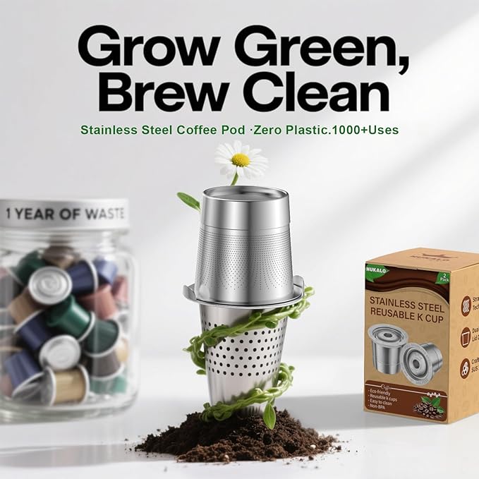 Reusable K Cups for Keurig: Full Stainless Steel Refillable K Cups, Reusable Coffee Filter for Keurig 1.0 Coffee Machines - Eco-Friendly, Easy to Fill and Clean, Lid-Body Tight Seal, Stratum Flow Tech
