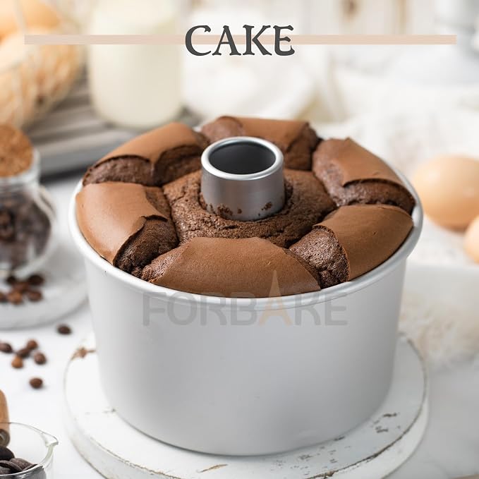 7-Inch Chiffon Cake Pan, Anodized Aluminum with 2 Removable Bottoms | Flat and Tube Bottom Inserts for Chiffon, Angel Food and Sponge Cakes - Image 6