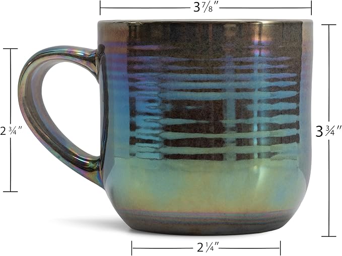 Elanze Designs Glossy Reactive Glaze Large 17 Fluid Ounce Everyday Kitchen Food Grade Ceramic Stoneware Coffee Mug Cup with Comfort Curved Handles, Set of 4, Black - Image 2