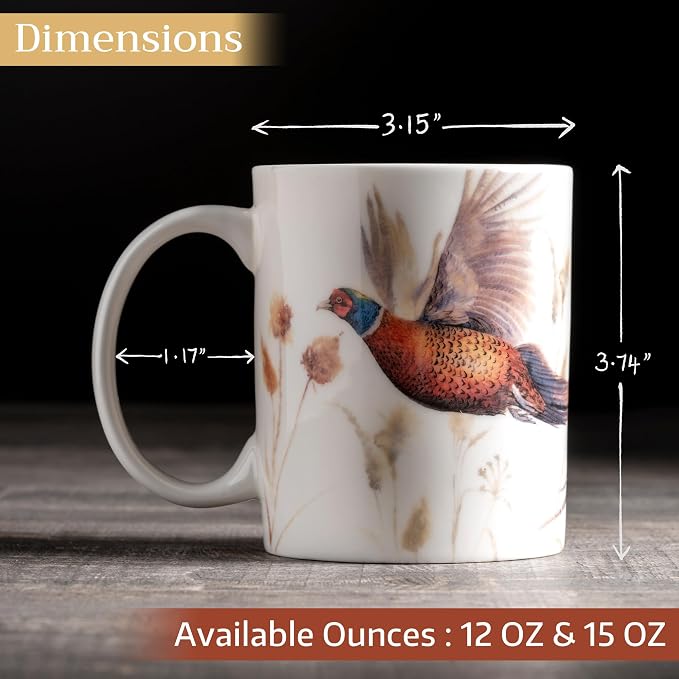 Maison d' Hermine Coffee Mug with Handles Tea Cups (12 Ounce, Pack of 1) | Fine Bone China Coffee Mugs for Hot Beverages Cappuccino Latte Home Restaurant Spring Summer -Faisan D'Automne - Vol Libre - Image 4