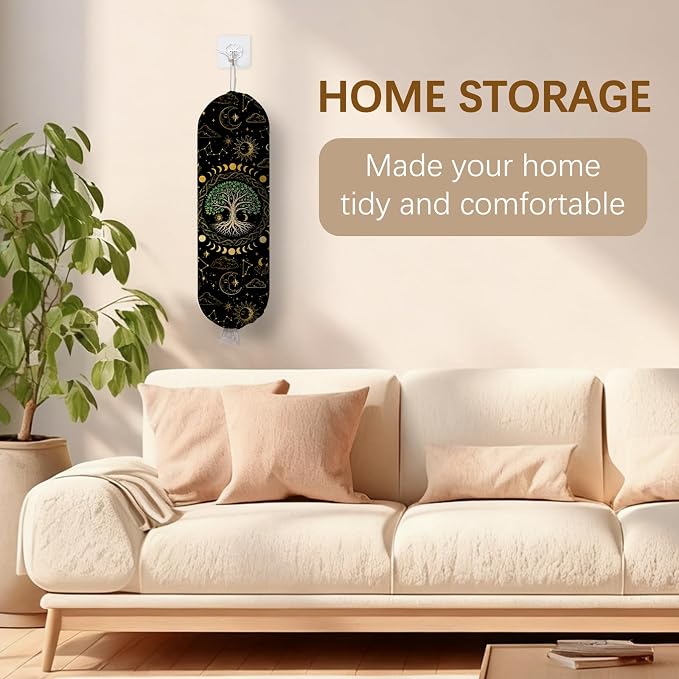 Plastic Bag Holder Dispenser, Tree Plastic Grocery Bag Organizer & Wall Mount Paper Trash Bag Saver Storage for Kitchen Home Pantry Decor, Tree Shopping Bags Storage Dispenser - Image 8