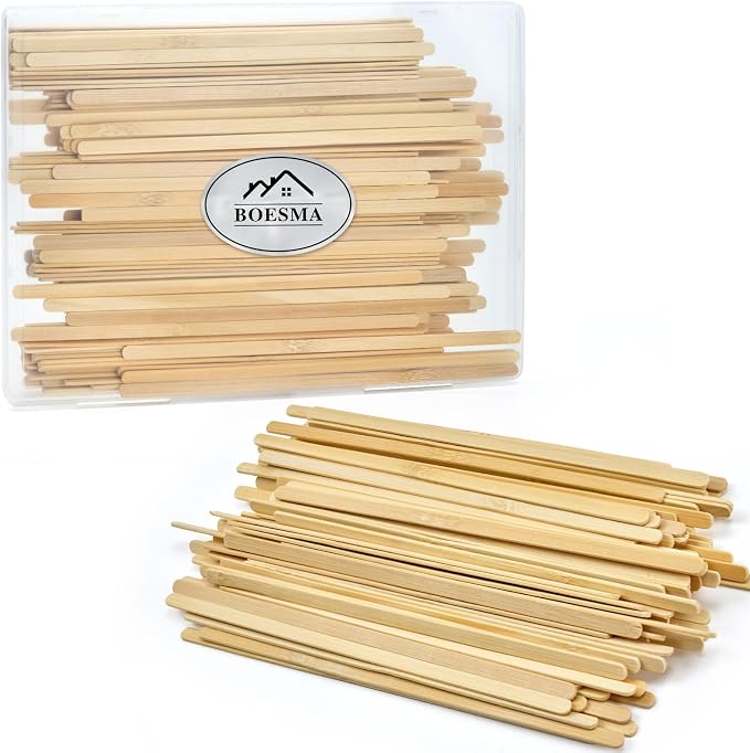 Bamboo Coffee Stirrers in Storage Box, 180 Count of Disposable Coffee Stir Sticks - Stir Sticks For Coffee Bar 7 Inch, Stir Sticks with Smooth End, Coffee Stirs for Coffee, Cocktail, Hot Drinks by Boesma