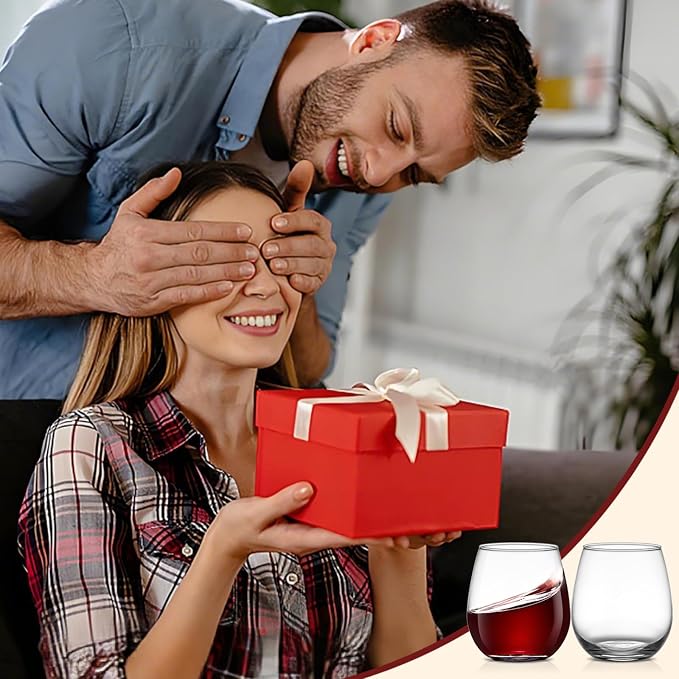 Meolibour® Large Stemless Wine Glasses Set of 6, 17 Ounces Red & White Wine Glasses Tumbler for Party, Clear Drink Glasses, Ideal Wine Accessories Gift, Lead-free, Dishwasher Safe - Image 7