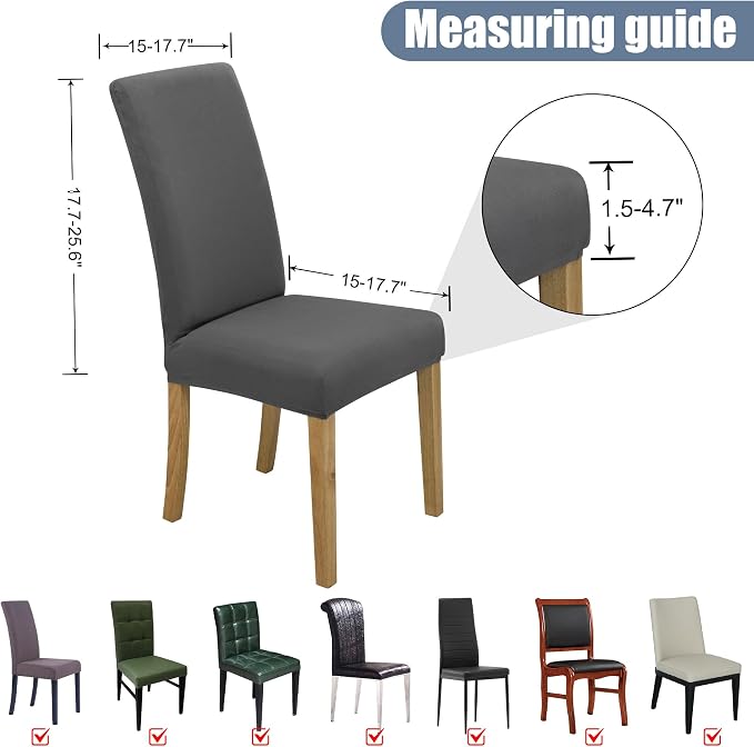 Dining Chair Covers, Stretch Seat Covers, Washable Furniture Protector | Washable, Stretch Fit, Soft, Non Slip, Dining Chair Covers, Seat Protector, Furniture Protector - Image 5