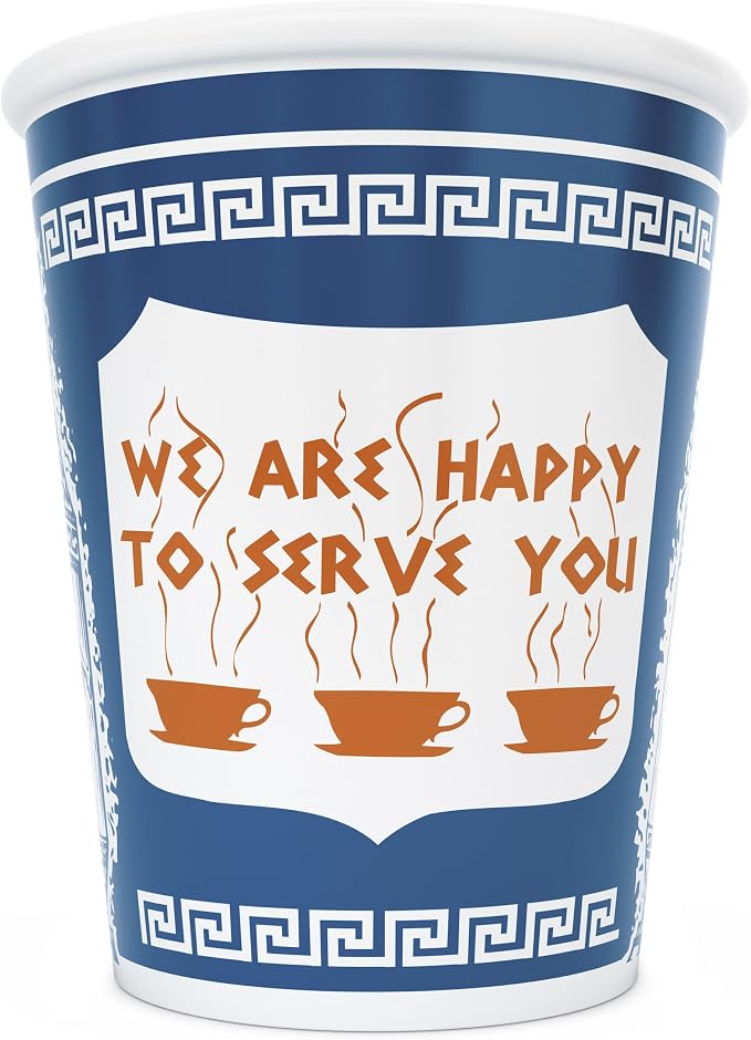 ExceptionLab 10 oz Ceramic New York City Greek Coffee Cup "We are Happy to Serve You" by Unknown