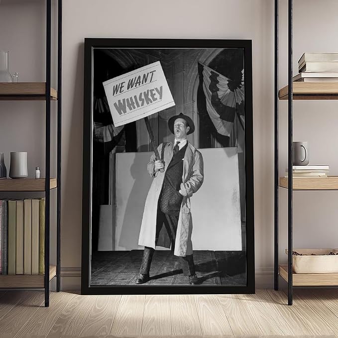 We Want Whiskey, Vintage Prohibition, Black And White , Alcohol Speakeasy Poster Canvas Poster Wall Art Decor Print Picture Paintings for Living Room Bedroom Decoration Black Frame 24x36in(60x90cm) - Image 4