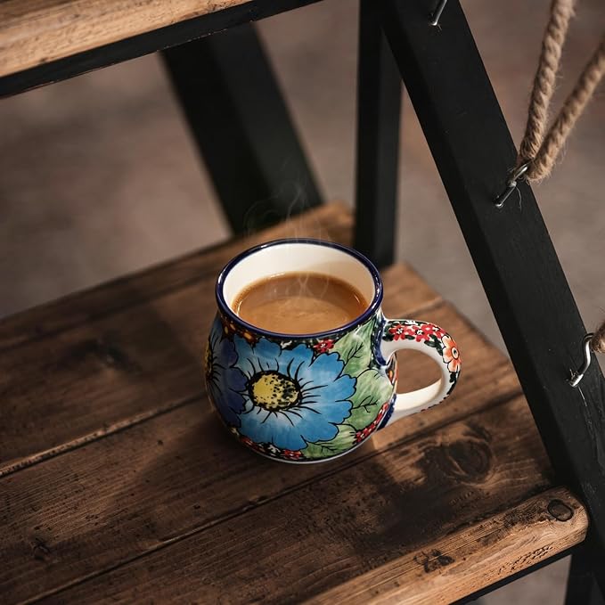 ALMA 12oz Handpainted Ceramic Coffee Mugs | Microwave & Dishwasher Safe, Ideal for Morning Coffee Tea, Home Kitchen Dining Room Display, For Home Makers & Women - Image 5