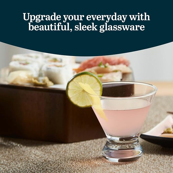 Libbey Cosmopolitan Stemless Martini Glasses Set of 12, Cocktail Cups | 8.25 oz Capacity for Cocktails, Appetizers, Desserts, and More with Stemless Design and Dishwasher-Safe Cleanup - Image 3